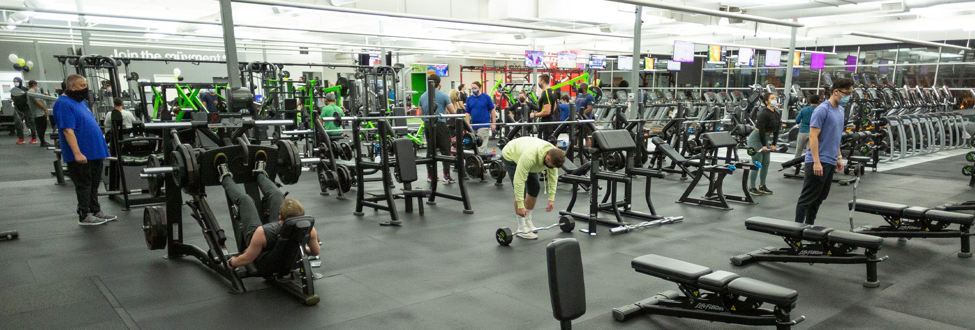 inside of muv fitness center near em