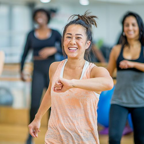 women dancing in zumba class in gym near me