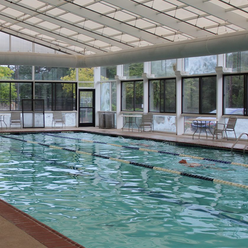 indoor pool with dividers in a health club in forest acres