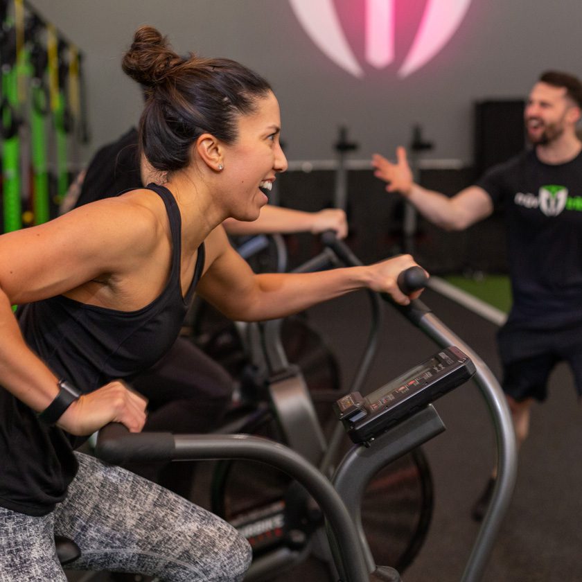 group cycling class studio at a fitness center in north spokane