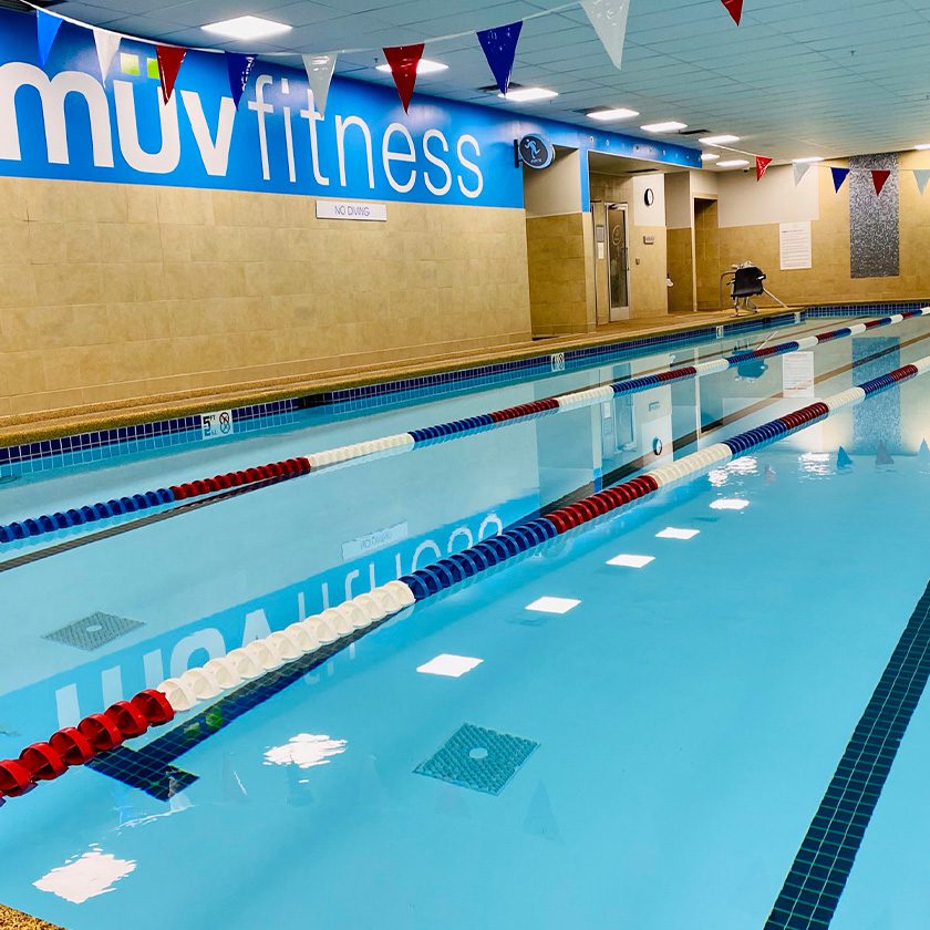 indoor pool with dividers for laps in a gym in north spokane