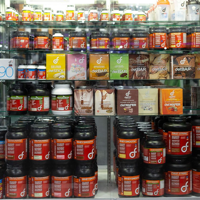 nutrition services cabinet with nutritional supplements at a gym in north spokane