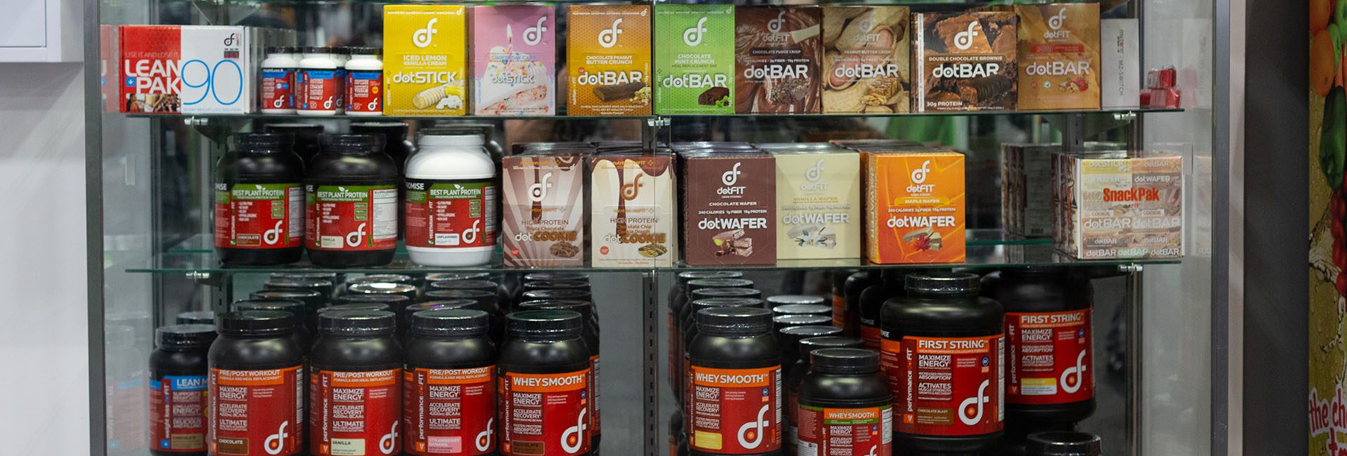 nutrition services cabinet with nutritional supplements at a gym in north spokane