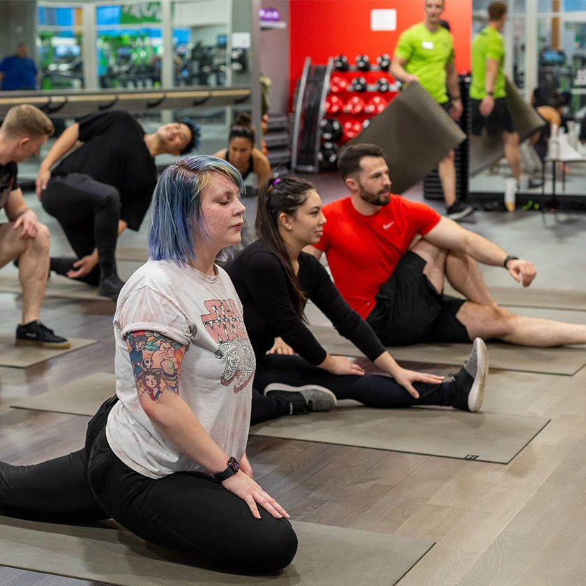 group doing yoga