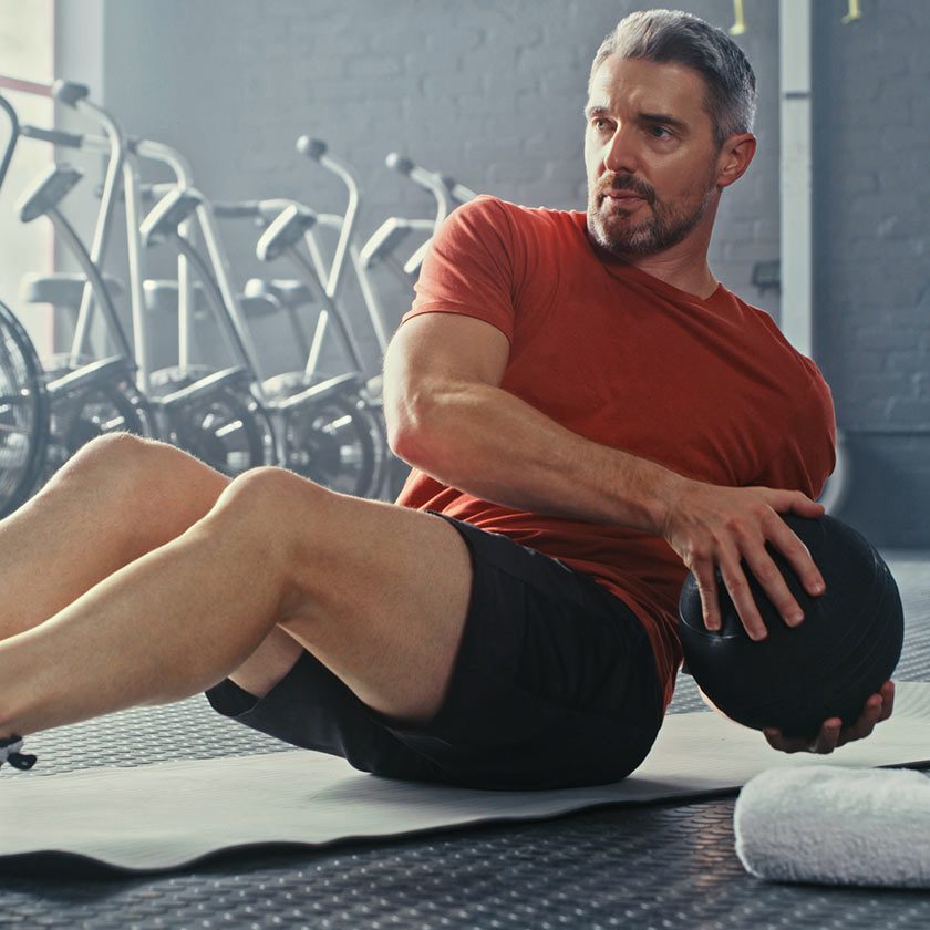 man working out with weight