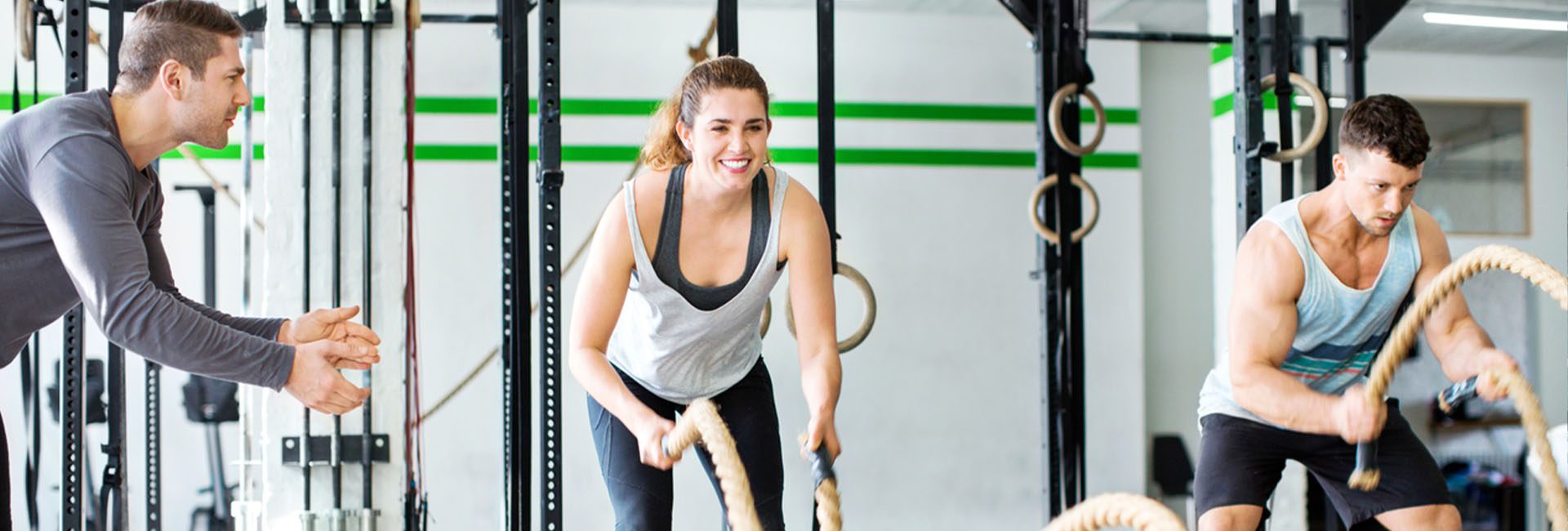 group working out with battle ropes In Gym Near Me East Spokane