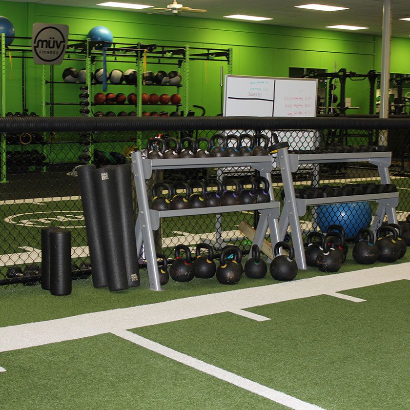 functional equipment and turf in gym