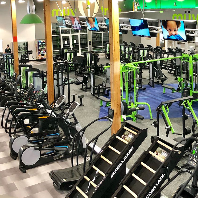 interior of modern gym with best gym equipment