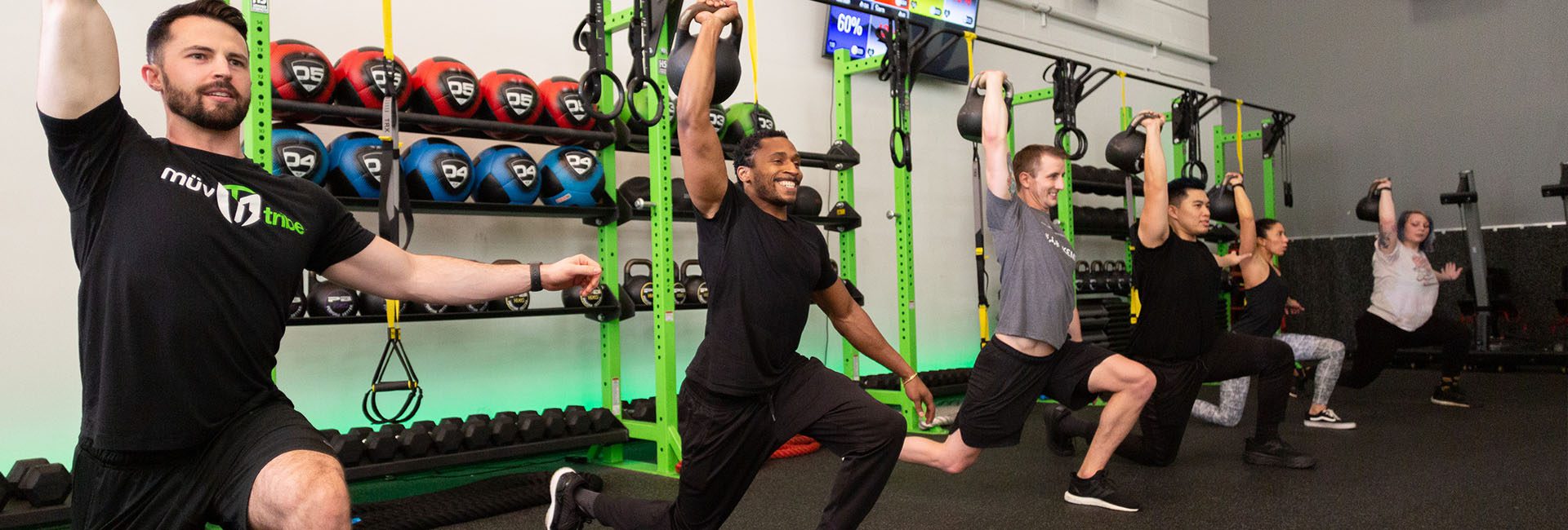 group of people training with a certified trainer in a gym near me