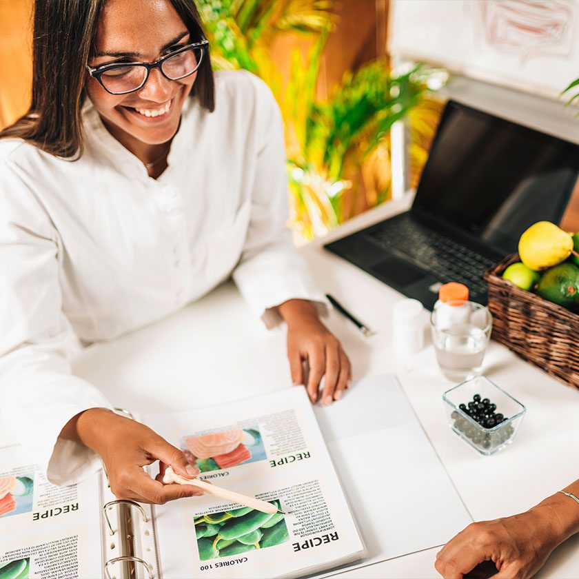 dietician talking with gym member