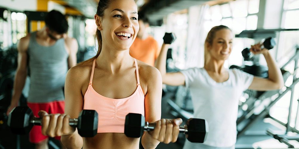 Woman curling bicep