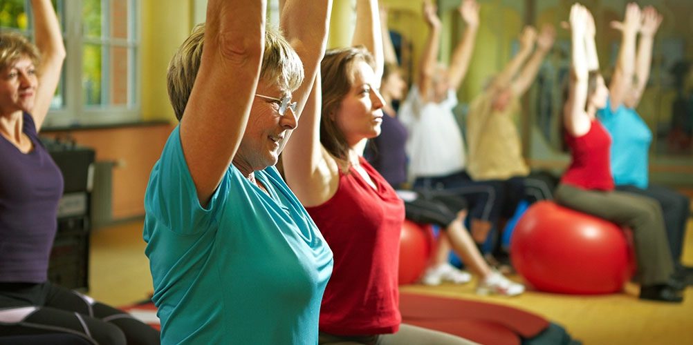 Senior woman stretching